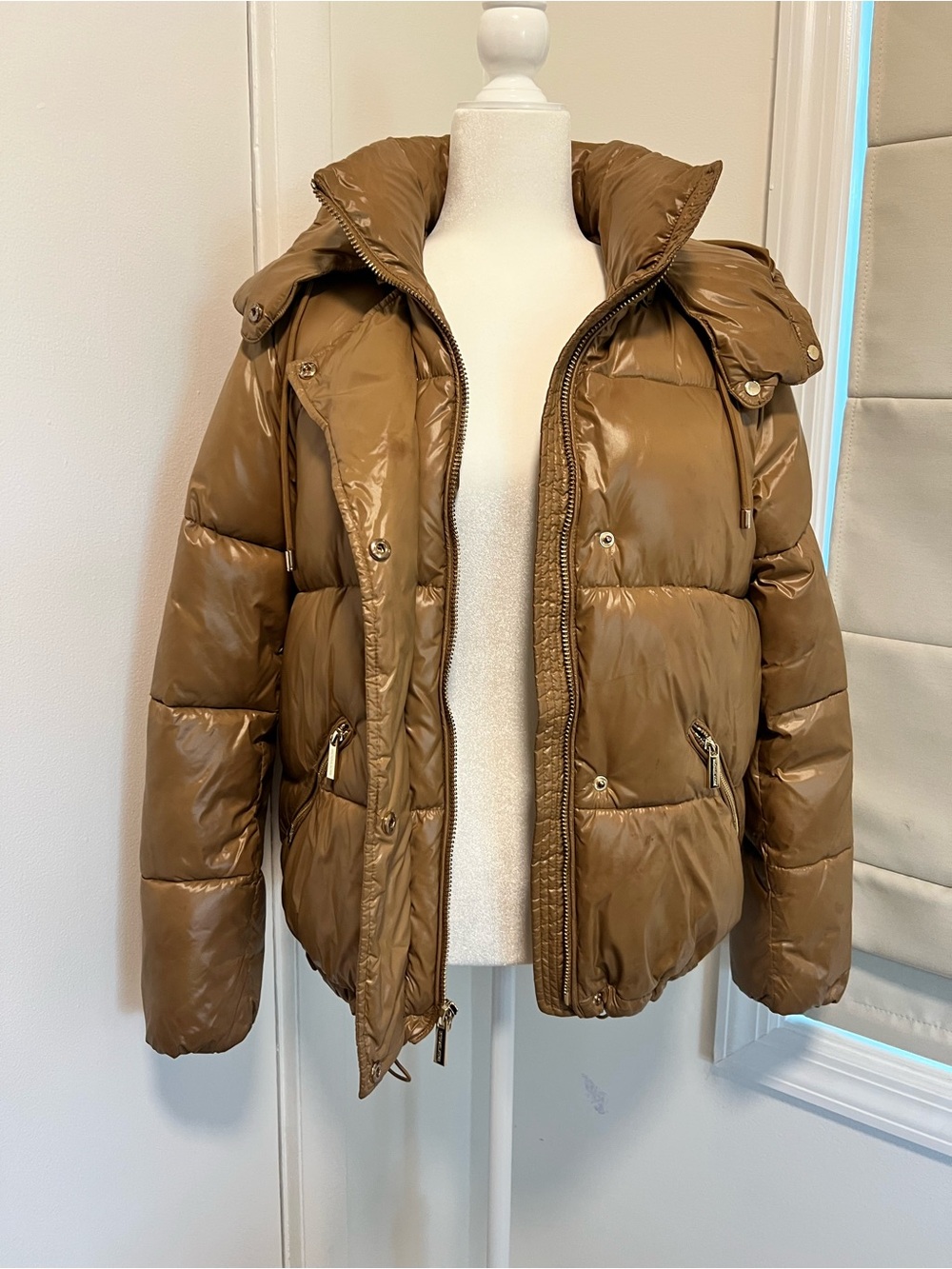 MICHAEL Michael Kors Camel Hooded Puffer Jacket Size S - Picture 5 of 9